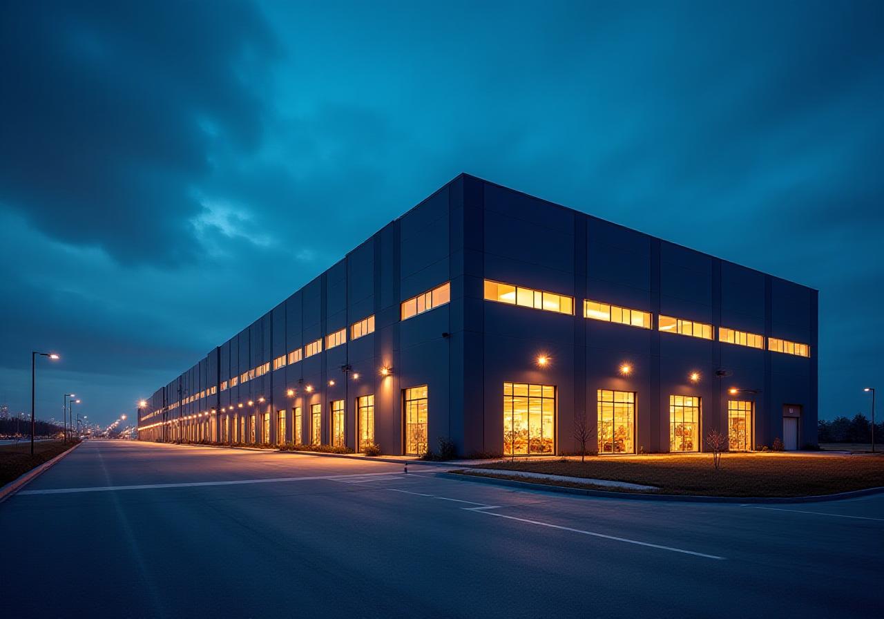Modern logistics warehouse facility exterior