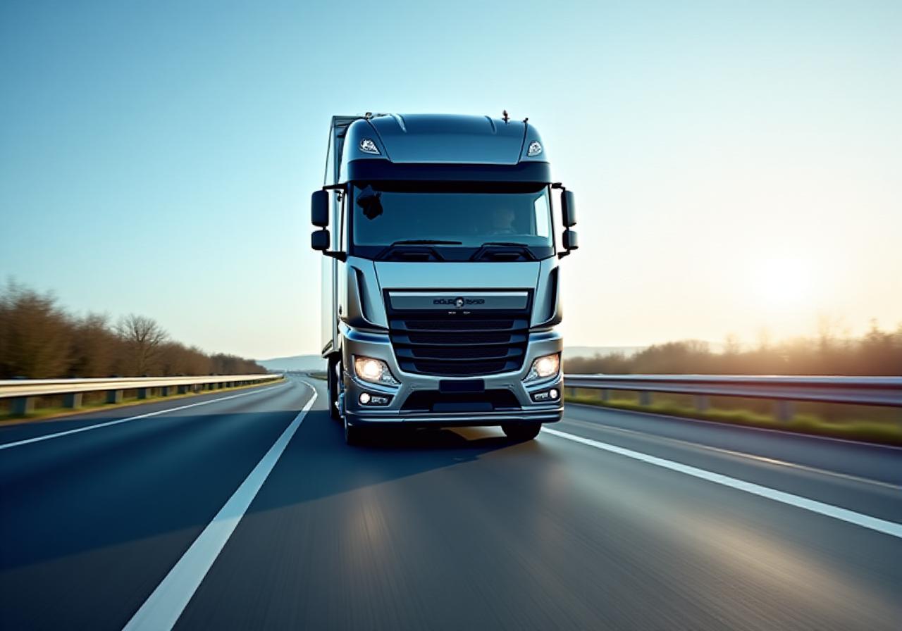 Modern heavy-duty transport truck on a British motorway